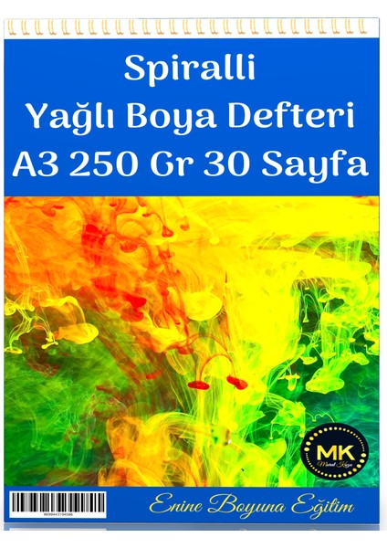 Enine Boyuna Eğitim Büyük Boy Yağlı Boya Defteri A3 250 gr