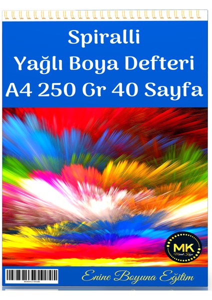 Enine Boyuna Eğitim Orta Boy Yağlı Boya Defteri A4 250 gr