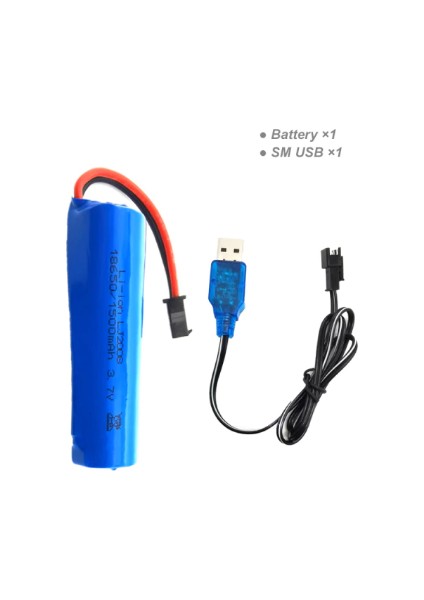 3.7V 18650 Li-On Siyah Soketli Sony Pilli Oyuncak Pili USB Şarj Cihazı ile