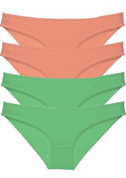 4 Adet Süper Eko Set Likralı Kadın Slip Külot Pudra Yeşil