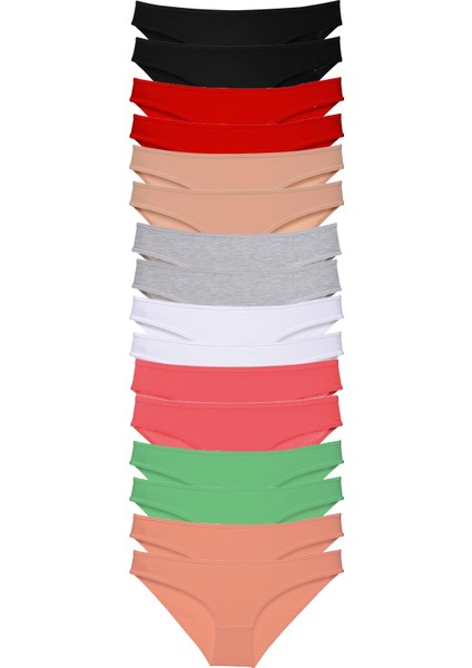 16 Adet Süper Eko Set Likralı Kadın Slip Külot 8 Renkli