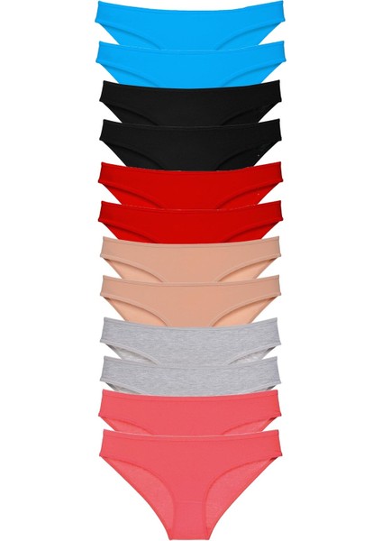 12 Adet Süper Eko Set Likralı Kadın Slip Külot Çok Renkli 3