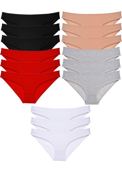 15 Adet Süper Eko Set Likralı Kadın Slip Külot Çok Renkli