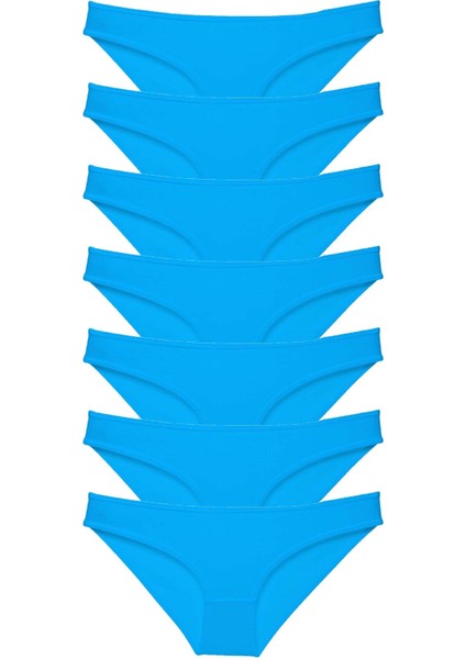 7 Adet Süper Eko Set Likralı Kadın Slip Külot Mavi