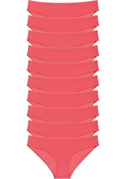 10 Adet Süper Eko Set Likralı Kadın Slip Külot Fuşya