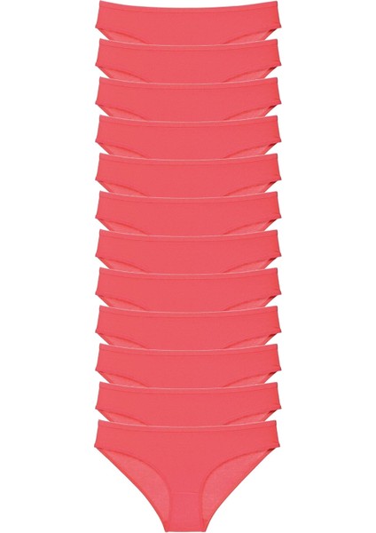 12 Adet Süper Eko Set Likralı Kadın Slip Külot Fuşya