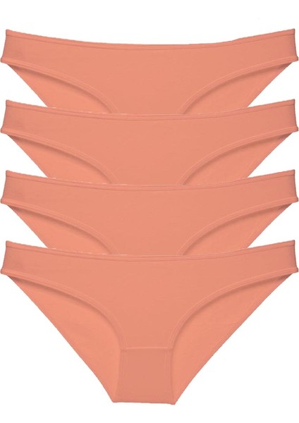 4 Adet Süper Eko Set Likralı Kadın Slip Külot Pudra