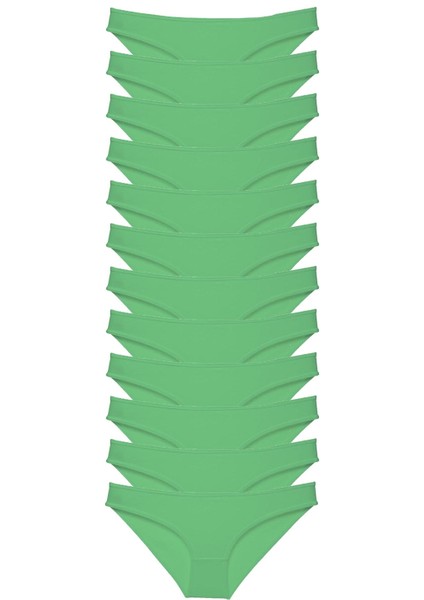 12 Adet Süper Eko Set Likralı Kadın Slip Külot Yeşil