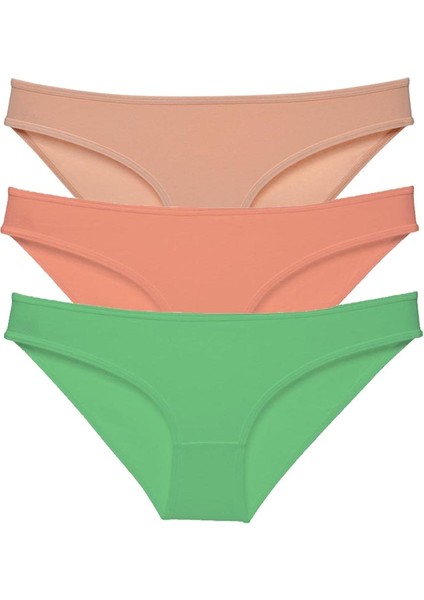 3 Adet Süper Eko Set Likralı Kadın Slip Külot Ten Pudra Yeşil
