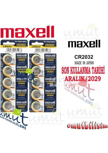 2 Kartela 10 Adet Maxell Cr2032 3v Pil Cr 2032 Hafıza Pili Maxell