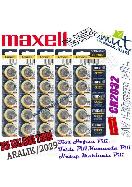 3v Tartı Terazi Baskül Kumanda Hafıza Pili 25 Adet 2032 Tip 3 Volt Lityum Düğme Pil Lithium Pil 3v