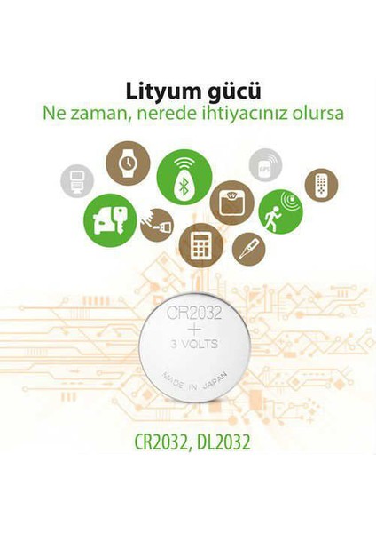 3 Volt Gp Cere2032 Lityum Düğme Para Pil 2032 Bios Kepenk Kumanda Hesap Makinesi Lithum Pili 10 Adet