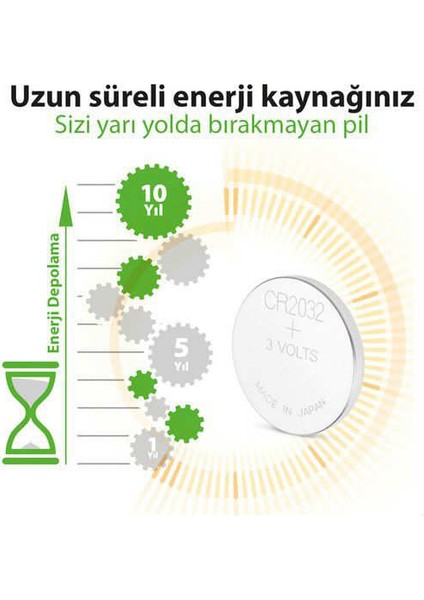 3 Volt Gp Cere2032 Lityum Düğme Para Pil 2032 Bios Kepenk Kumanda Hesap Makinesi Lithum Pili 10 Adet