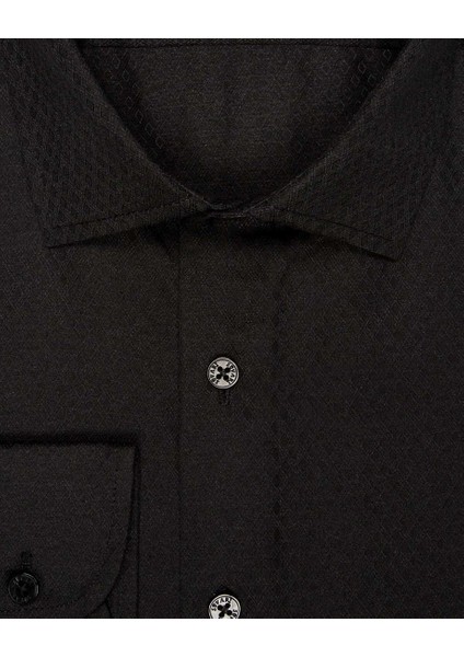 Slim Fit Armürlü Siyah Erkek Gömlek fiyatları
