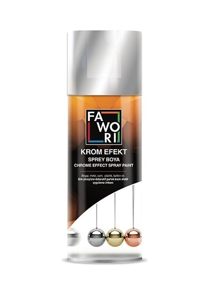 Krom Efekt Sprey Boya Gümüş Rengi 400 Ml.