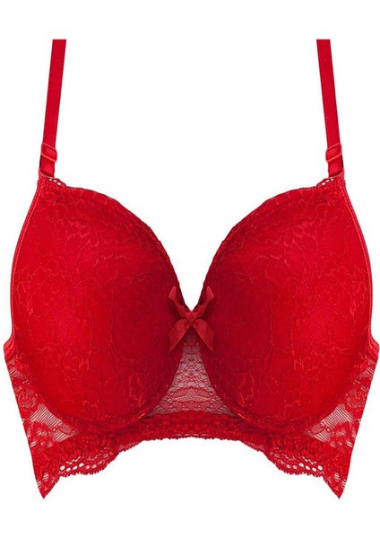 Dantelli Destekli Dolgulu Sütyen Kırmızı