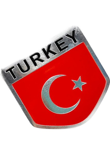 Türkiye Bayrağı Tasarımlı Alüminyum Arma Sticker Etiket