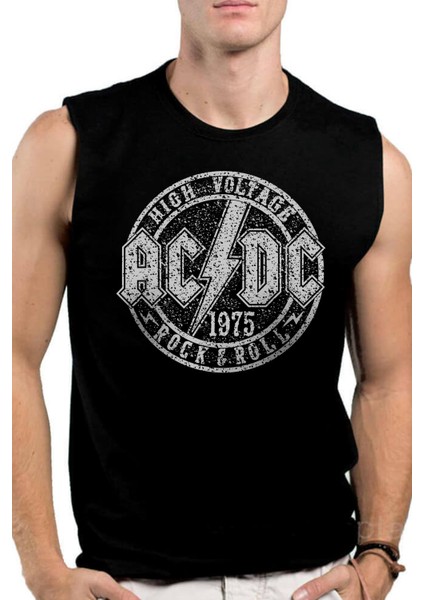 Dairede Acdc Siyah Kesik Kol | Kolsuz Erkek T-Shirt | Atlet