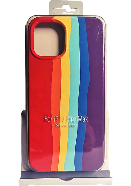 Apple iPhone 12 Promax Slikon Kılıf Dalgalı Renkli