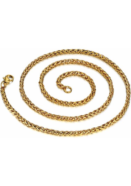 5 Mm. Sarı Gold Burgu Çelik Bayan-Erkek Zincir Dt50-5