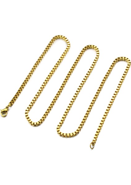 Sarı Gold 3 Mm. 60 Cm. Bayan-Erkek Çelik Zincir Ds78