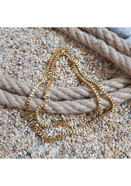 Sarı Gold 3 Mm. 60 Cm. Bayan-Erkek Çelik Zincir Ds78