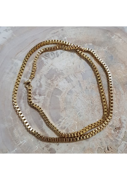 Sarı Gold 3 Mm. 60 Cm. Bayan-Erkek Çelik Zincir Ds78