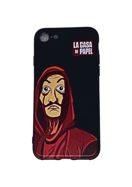 Apple iPhone 8 Slikon Kılıf La Casa De Papel Baskılı Gri Kapak
