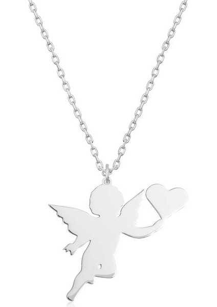 Gümüş Kalpli Meleğim Bayan Kolye