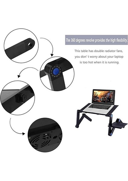 Yükseklik Ayarlı Laptop Notebook Ders Masası Fanlı Mousepadli