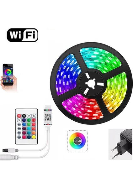 Wifi Rgb 3 Çipli Şerit LED Işık Silikonlu Su Geçirmez 5 M