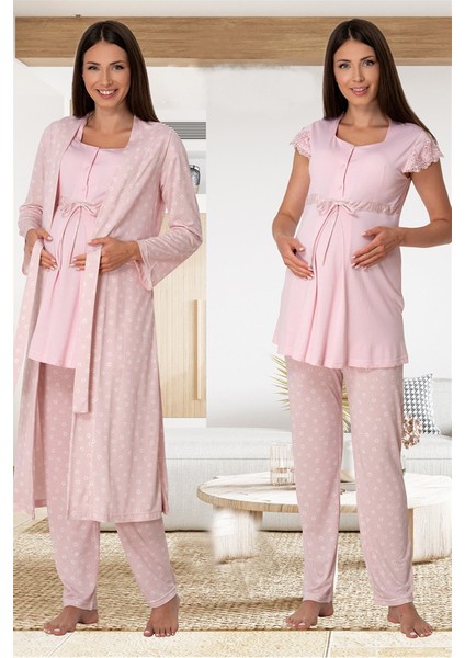 Effortt Pembe Sabahlıklı Lohusa Pijama Takımı