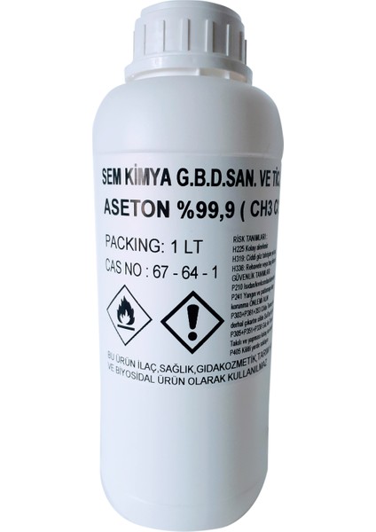 Saf Aseton %99,5 - 1000 ml (1 LT)