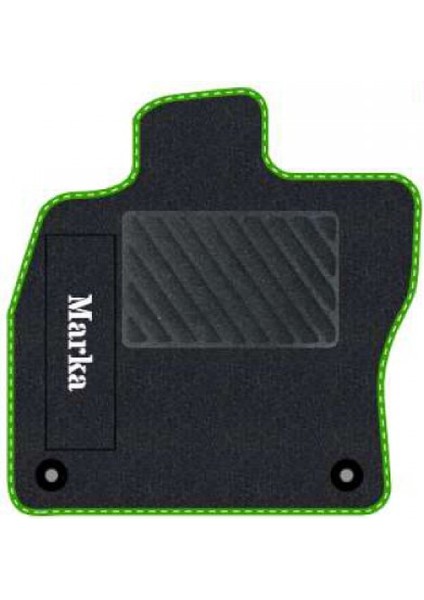 Honda Civic Euro Hatchback 2003-2005 -5 Kapı Makyajlı Siyah Halı Yeşil Kenar Çapraz Çizgi Topuk 850 gr Paspas