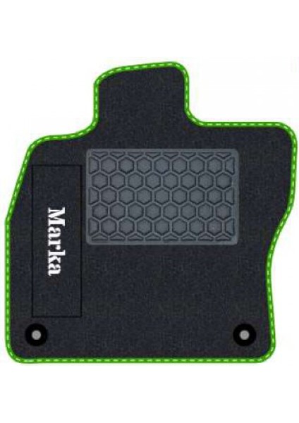Honda Civic Euro Hatchback 2003-2005 -5 Kapı Makyaj Siyah Halı Yeşil Kenar Petek Topuk 2250 gr Paspas