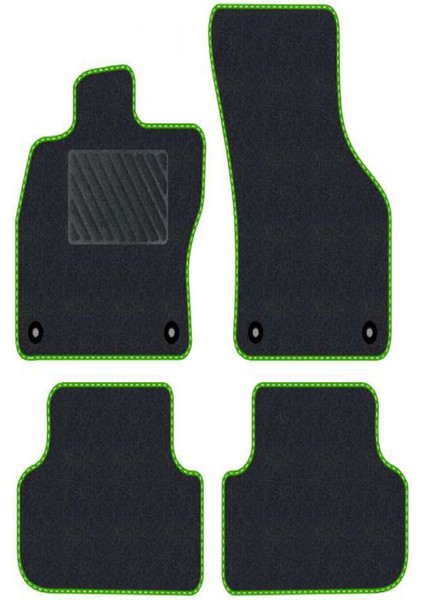 Honda City 2008-2013 Siyah Halı Yeşil Kenar Çapraz Çizgi Topuk 2250 gr Paspas