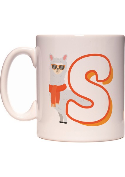 S Harfi Lama Tasarım Desenli Harfli Kupa Bardak