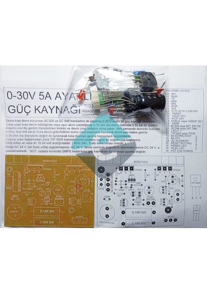 Güç Kaynağı 5A 0-30V Demonte Kit Kendin Yap