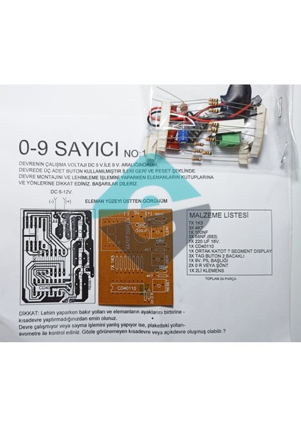 0-9 Sayıcı Devresi Demonte Kit Kendin Yap