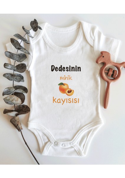 Dedesinin Minik Kayısısı Yazılı Kısa Kol Organik Bebek Body