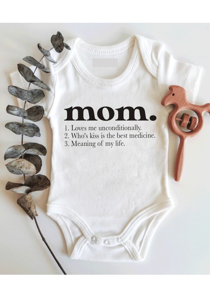 Mom Mean Yazılı Kısa Kol Organik Bebek Body