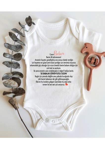 Ilk Babalar Günü Kısa Kol Organik Kız Bebek Body