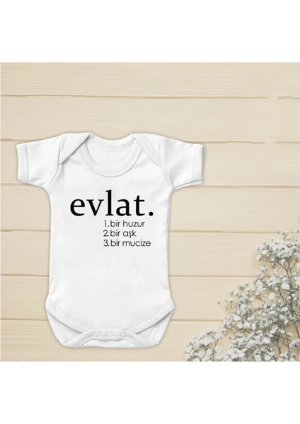 Evlat Organik Yazılı Bebek Body Zıbın