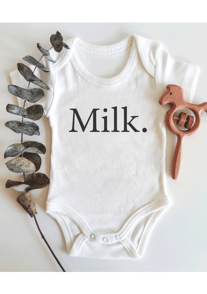 Milk Yazılı Kısa Kol Organik Bebek Body