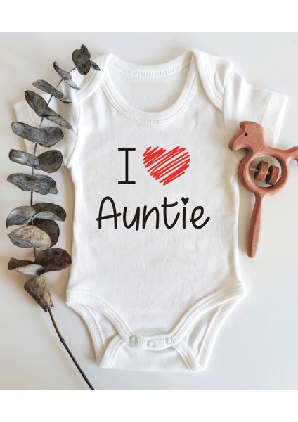 I Love Auntie Kısa Kol Organik Bebek Body