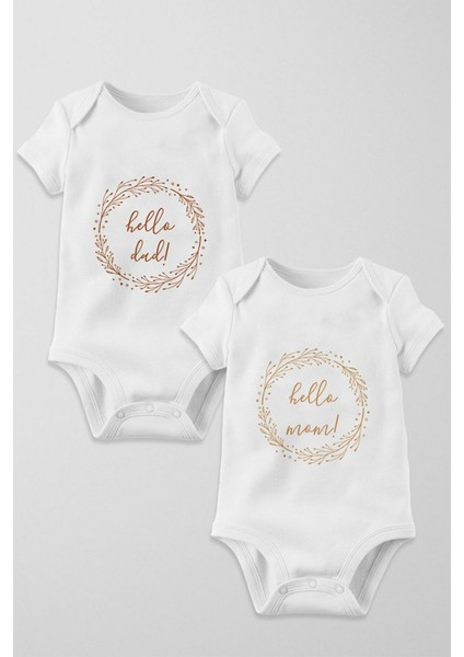 Hello Dad & Mom 2'li Çıtçıtlı Body Seti - Anne Baba Serisi