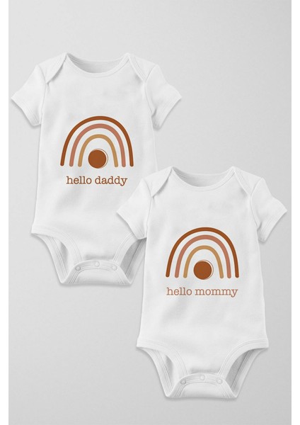 Boho Hello Daddy & Mommy 2'li Çıtçıtlı Body Seti - Anne Baba Serisi