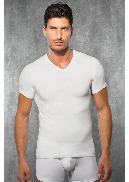 2885 Erkek Çift Etkili Ekstra Viloft Termal V Yaka Içlik T-Shirt