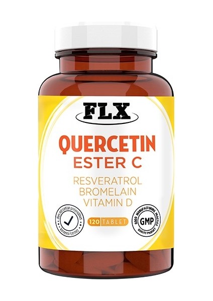 120 Tablet Kuersetin Quercetin Magnezyum Ester C Vitaminini Vitamin D Resveratrol Bromelain Complex
