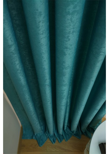Açık Petrol Düz Renk Pileli Soft Fon Perde, 1/3 Sık Pile, Tek Kanat 90 x 240 cm fırsatları
